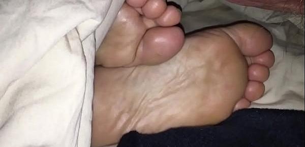  Sleepy foot fuck
